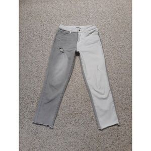 Flying Monkey High Rise Crop Skinny Two-Tone Raw Hem Distressed 27